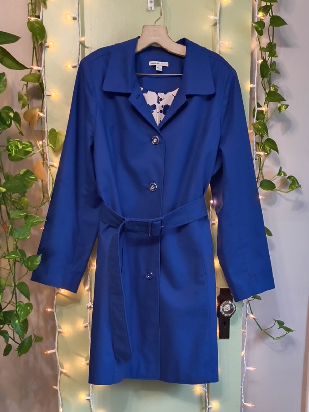 Women's Isaac Mizrahi Live! Royal Blue Long Coat Jacket 🧥belted Trench L
